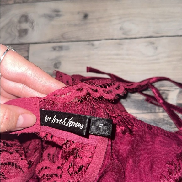 For Love And Lemons Burgundy Lace Chemise - Picture 3 of 3